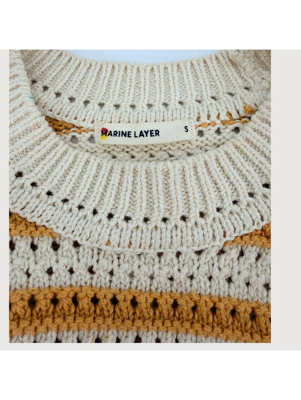 Marine Layer Montecito Crewneck Stripe Sweater S - Picture 4 of 9